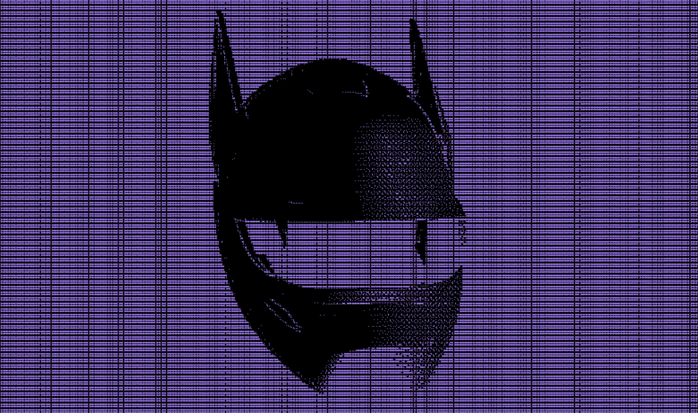 Szami on the internet, 3D render, dot matrix style, purple